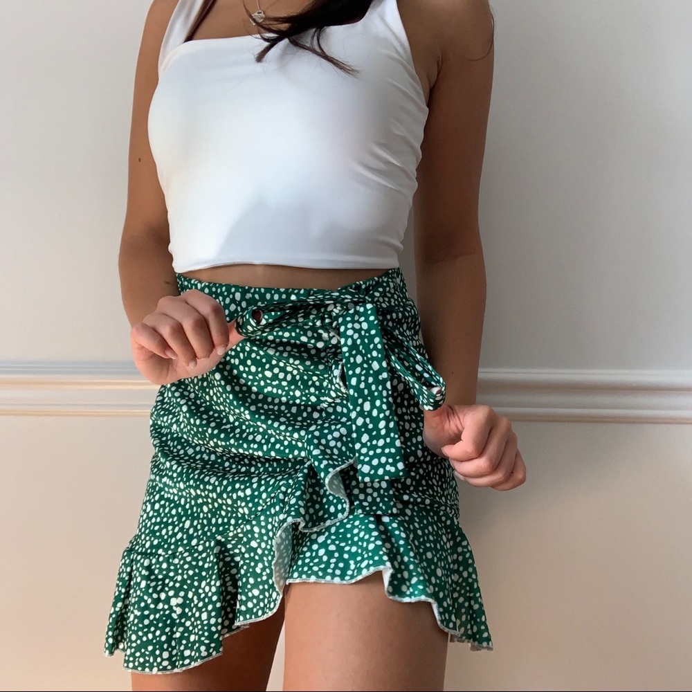 Polkadot green summer skirt